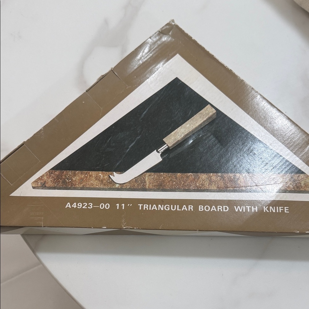 Elegant Brown Triangular Cheese Board with Knife